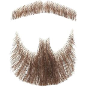 Fake Beard Human Hair Realistic Mustache Human Hair Fake Goatee Costume Beard Lace Beard for Funny Cosplay Costume