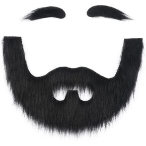Full Fake Beard and Eyebrows Self Adhesive Realistic Costume Facial Hair Stick On Beard in Kuwait