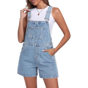 Skirt BL Denim Overall Shorts for Women Casual Adjustable Straps Bib Jean Short Overalls Shortalls with Pockets Summer
