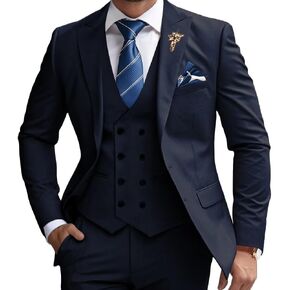 Mens Suits 3 Piece Slim Fit Suit Set Business Wedding Tuxedo Jacket Vest Pants