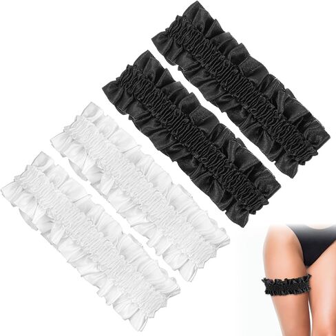 4pcs سبوط أسود ، مربوحات في الفخذ للنساء ، مربعات الساق المرنة الصديقة للبشرة ، رباط الأكمام التجاعيد ، لتنورات النساء والشورتات ، لأعياد الميلاد ، عيد الحب ، أبيض ، أسود in Saudi Arabia