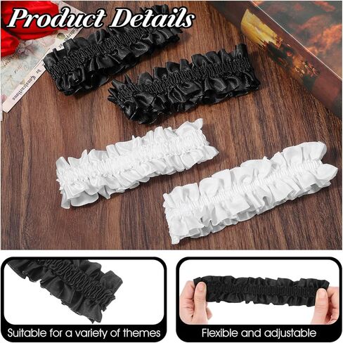 4pcs سبوط أسود ، مربوحات في الفخذ للنساء ، مربعات الساق المرنة الصديقة للبشرة ، رباط الأكمام التجاعيد ، لتنورات النساء والشورتات ، لأعياد الميلاد ، عيد الحب ، أبيض ، أسود in Saudi Arabia