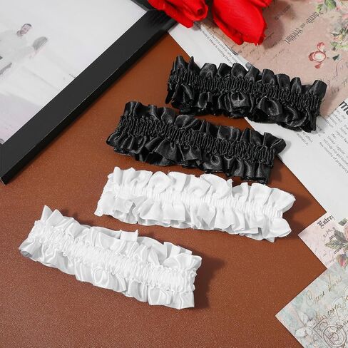 4pcs سبوط أسود ، مربوحات في الفخذ للنساء ، مربعات الساق المرنة الصديقة للبشرة ، رباط الأكمام التجاعيد ، لتنورات النساء والشورتات ، لأعياد الميلاد ، عيد الحب ، أبيض ، أسود in Saudi Arabia