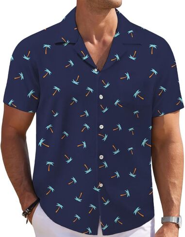 Men's Hawaiian Shirts 3D Graphic Button Down Short Sleeve Tropical Holiday Beach Aloha Shirt in Saudi Arabia