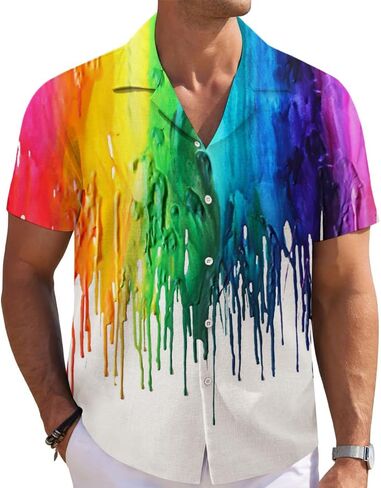 Men's Hawaiian Shirts 3D Graphic Button Down Short Sleeve Tropical Holiday Beach Aloha Shirt in Saudi Arabia