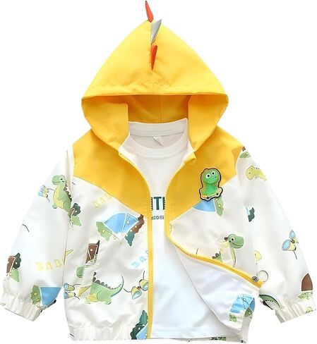 Vinmin Toddler Hooded Jacket Dinosaur Cartoon Zip Coat Little Girls Boys Jacke Thin Cute for Spring Autumn in Saudi Arabia