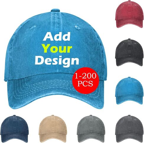 Customize Washed Baseball Cap Custom Caps with Adjustable Size for Sports and Outdoor/Indoor Activities All Seasons in Kuwait