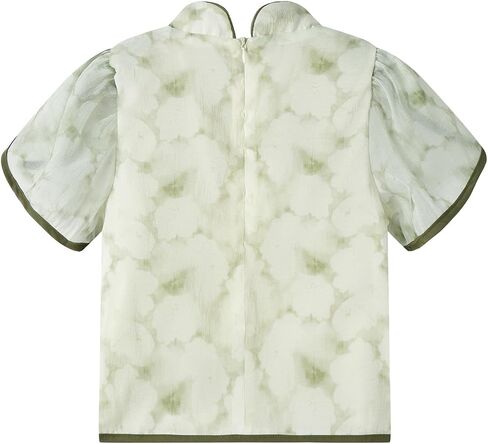 Mud Kingdom Girls Short Hanfu Shirt Blouse Floral Chinesh Knot Summer Summer Vintage Top Organza in Saudi Arabia