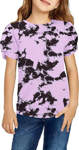 Arshiner Girls T Shirts Twist Short Sleeve Summer Shirts Fashion Crewneck Tops Tee Blouse in Kuwait