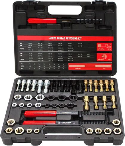 15-Piece Metric Thread Chaser Set – Master Thread Repair Kit with M6, M8, M10, M12 Sizes, Includes 7 Taps, 7 Dies and 1 Thread File, Universal Rethreading & Thread Restorer Tool Set with Case in Kuwait