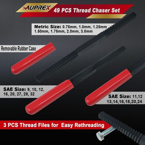 15-Piece Metric Thread Chaser Set – Master Thread Repair Kit with M6, M8, M10, M12 Sizes, Includes 7 Taps, 7 Dies and 1 Thread File, Universal Rethreading & Thread Restorer Tool Set with Case in Kuwait