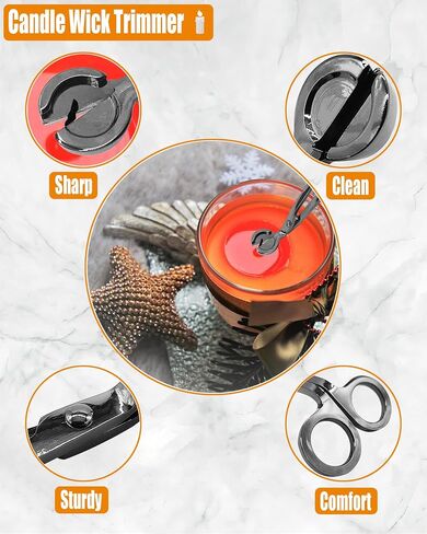 4 In1 Candle Cancory مجموعة مع لوحة صينية تخزين ، شمعة ويك تريفة ، شمعة ويك سافير ، شمعة ويك ديبر ، كبيرة لعشاق الشموع المعطر (أسود غير لامع) in Kuwait