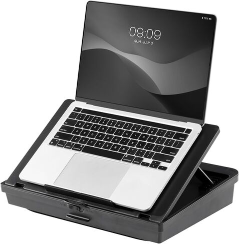 Navaris Laptop Tray - Adjustable Laptop Lap Tray, Laptop Stand Desk, Lap Tray with Cushion, Laptop Table, Drawing Table Tray, Laptop Tray for Sofa - Blue in Saudi Arabia