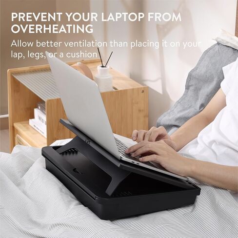 Navaris Laptop Tray - Adjustable Laptop Lap Tray, Laptop Stand Desk, Lap Tray with Cushion, Laptop Table, Drawing Table Tray, Laptop Tray for Sofa - Blue in Saudi Arabia