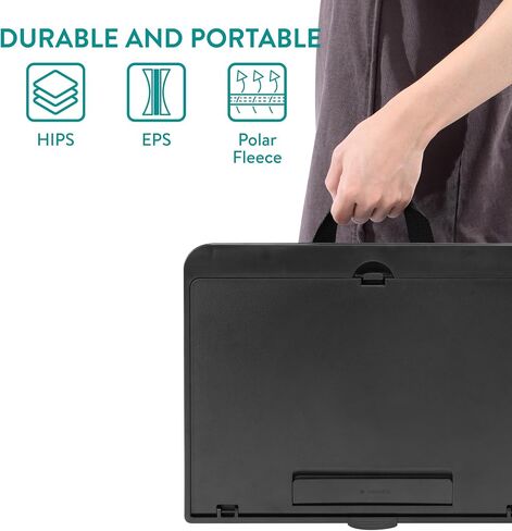 Navaris Laptop Tray - Adjustable Laptop Lap Tray, Laptop Stand Desk, Lap Tray with Cushion, Laptop Table, Drawing Table Tray, Laptop Tray for Sofa - Blue in Saudi Arabia