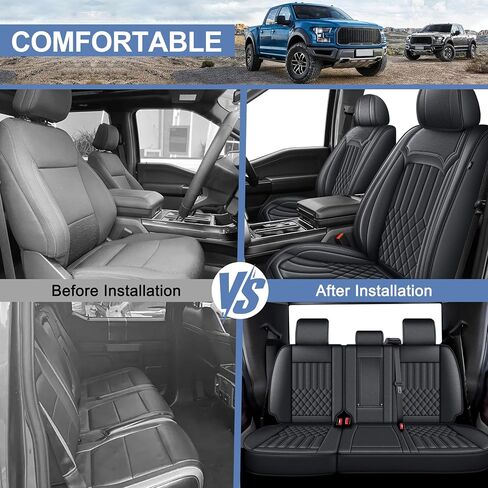 AOMSAZTO Seat Covers Fit for Ford F150 : 2009-2024 2025 - F250/F350/F450 2017-2024 2025 Truck Pick-up Full Set Car Seat Covers Faux Leather(Redline, 5 Seats) in Saudi Arabia