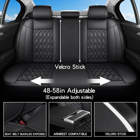 Car Seat Covers Full Set, Faux Leather Seat Covers for Cars, Car Seat Protector Waterproof, Non-Slip Car Interior Covers Universal Automotive Seat Covers Fit for Most Cars SUV, Black in Kuwait