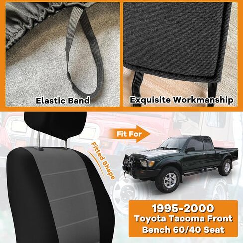 تغطية مقعد الشاحنة متوافقة مع 1995-2000 Toyota Tacoma ، أغطية مقعد أمامية محبوكة 60/40 مع مساند الرأس ووحدة التحكم المركزية والأسود والفحم in Saudi Arabia