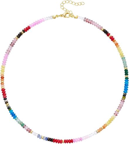 KELORIS PATH Beaded Necklace for Women, Colorful Gemstone Boho Bead Choker for Beach, Trendy Summer Natural Stone Jewelry Gifts in Saudi Arabia