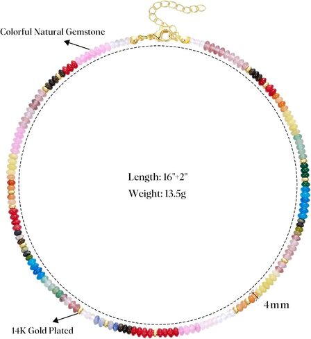 KELORIS PATH Beaded Necklace for Women, Colorful Gemstone Boho Bead Choker for Beach, Trendy Summer Natural Stone Jewelry Gifts in Saudi Arabia