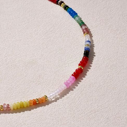 KELORIS PATH Beaded Necklace for Women, Colorful Gemstone Boho Bead Choker for Beach, Trendy Summer Natural Stone Jewelry Gifts in Saudi Arabia