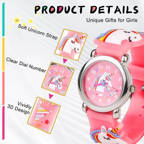 Girls Watches,Unicorn Analog Watch Waterproof Toddler Baby Watch,Gifts for Kids Age Over 3 Year Old Children,Girls Birthday Christmas Gifts in Saudi Arabia