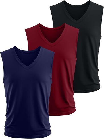 Ficerd 3 Pack Men's Big and Tall Workout Tank Tops, Cotton V Neck Sleeveless Gym Muscle T-Shirts Athletic Tee Summer Vest Top in Kuwait