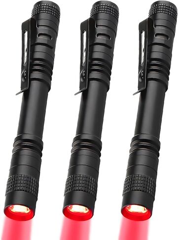 Red LED Pen Flashlights, Mini, Waterproof Pocket Flashlight with Clip, Small Red Light Flashlights for Work,Astronomy, Aviation, Night Observation (3 Pack Red Light) in Kuwait