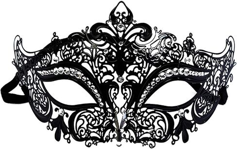Leprato Masquerade Mask for Women Black Venetian Mask for Halloween Mardi Gras Prom Ball Party Costume Mask in Saudi Arabia