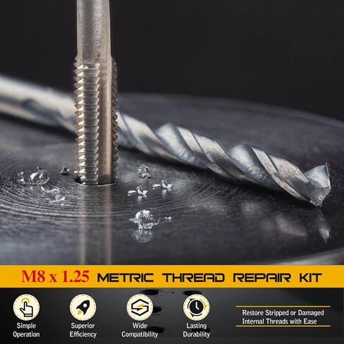 M10x1.25 Thread Repair Kit, Metric Helicoil Thread Repair Kit with HSS Drill and Stainless Inserts for All Metals, Composites, Polymers and Other Materials in Kuwait