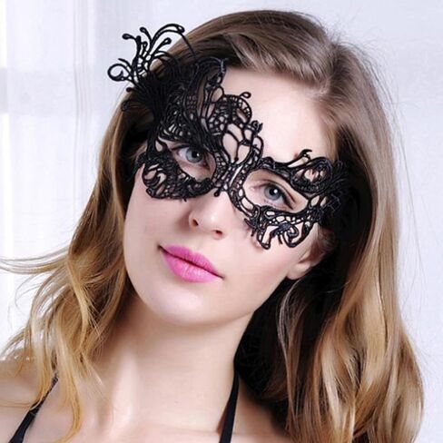 Leprato Masquerade Mask for Women Black Venetian Mask for Halloween Mardi Gras Prom Ball Party Costume Mask in Saudi Arabia