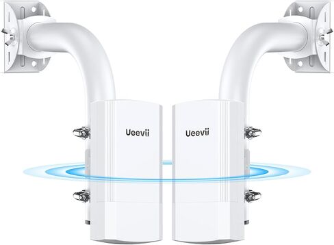 مجموعة جسر الاتصال اللاسلكي، UeeVii CPE71C نقطة إلى نقطة 5.8 جيجا 300 ميجا بت في الثانية نقل إشارة طويلة المدى CPE خارجي مع محول طاقة PoE هوائي 14 ديسيبل لتوسيع نطاق مراقبة فيديو شبكة WiFi in Kuwait