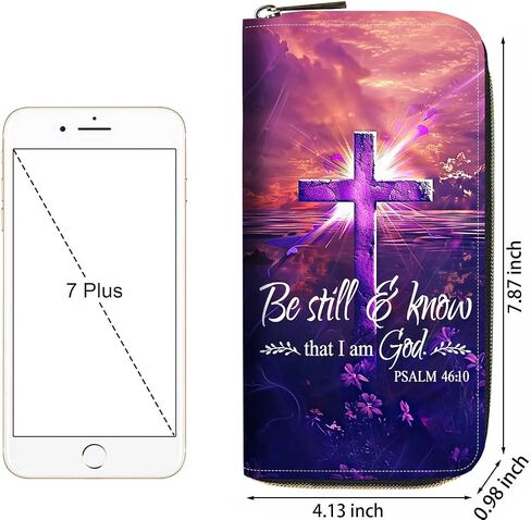 Cross Quote Bible Verses Psalm 46:10 Print Women Large Capacity Wallet PU Leather Zipper Clutch Purse for Smart Phone/Card/Coin/Cash in Saudi Arabia