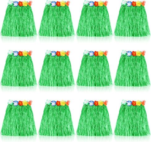 Tarpop 12 Pcs Hawaiian Hula Grass Skirts for Kids 40 cm Grass Skirts for Girls Luau Party Birthday Decoration Festive Show in Saudi Arabia