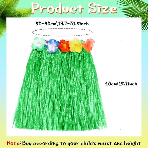 Tarpop 12 Pcs Hawaiian Hula Grass Skirts for Kids 40 cm Grass Skirts for Girls Luau Party Birthday Decoration Festive Show in Saudi Arabia
