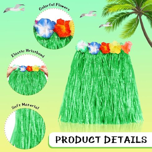 Tarpop 12 Pcs Hawaiian Hula Grass Skirts for Kids 40 cm Grass Skirts for Girls Luau Party Birthday Decoration Festive Show in Saudi Arabia