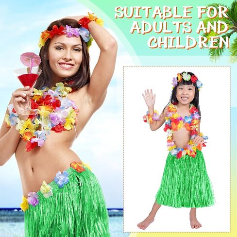 Tarpop 12 Pcs Hawaiian Hula Grass Skirts for Kids 40 cm Grass Skirts for Girls Luau Party Birthday Decoration Festive Show in Saudi Arabia