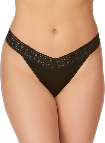 hanky panky - Dreamease Original Rise Thongs for Women | Lacy Lingerie, Eco Friendly Cotton Panties | One Size 4-14 | 3 Pack in Kuwait