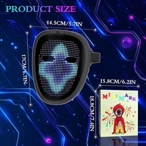 LED Mask with Gesture Sensing, Cool Light Up Transforming Face Mask for Halloween Xmas Cosplay in Saudi Arabia
