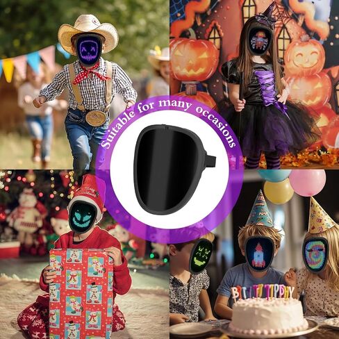 LED Mask with Gesture Sensing, Cool Light Up Transforming Face Mask for Halloween Xmas Cosplay in Saudi Arabia