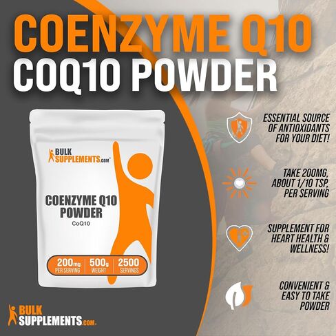 BulkSupplements.com Coenzyme Q10 Powder - Coenzyme Q10 200mg Supplement, Nutritional Supplement - Gluten Free, 200mg per Serving, 10g (0.35 oz) (Pack of 1) in Kuwait