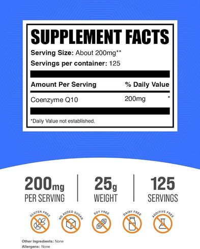 BulkSupplements.com Coenzyme Q10 Powder - Coenzyme Q10 200mg Supplement, Nutritional Supplement - Gluten Free, 200mg per Serving, 10g (0.35 oz) (Pack of 1) in Kuwait