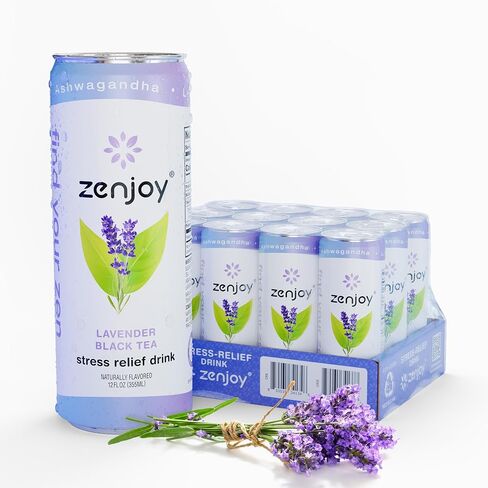 Stress Reief Drink, Calming Green Tea, Non Alcoholic, Ashwagandha & Lemon Balm for Stress Relief, L - Theanine for Focus (12 Pack) (Honey) in Kuwait