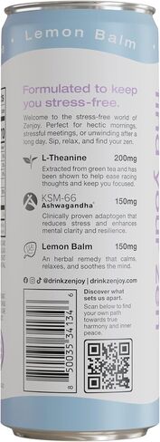 Stress Reief Drink, Calming Green Tea, Non Alcoholic, Ashwagandha & Lemon Balm for Stress Relief, L - Theanine for Focus (12 Pack) (Honey) in Kuwait