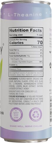 Stress Reief Drink, Calming Green Tea, Non Alcoholic, Ashwagandha & Lemon Balm for Stress Relief, L - Theanine for Focus (12 Pack) (Honey) in Kuwait