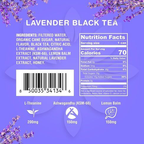 Stress Reief Drink, Calming Green Tea, Non Alcoholic, Ashwagandha & Lemon Balm for Stress Relief, L - Theanine for Focus (12 Pack) (Honey) in Kuwait