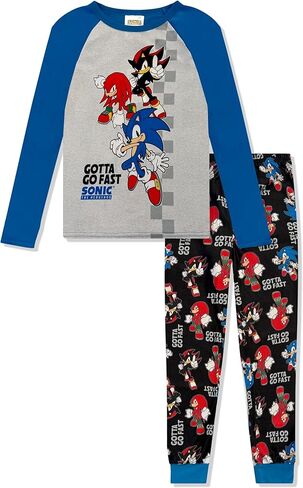 Sonic The Hedgehog Boys Pajama Set - 2 Piece Sleepwear with Fleece Long Sleeve Top & Pants - Kids Pajamas - Official Product in Saudi Arabia
