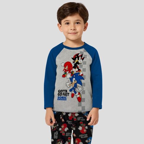 Sonic The Hedgehog Boys Pajama Set - 2 Piece Sleepwear with Fleece Long Sleeve Top & Pants - Kids Pajamas - Official Product in Saudi Arabia