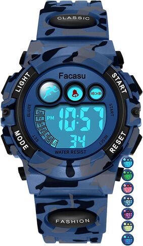 Watch Camo Sports For Boys-Waterplack Kids Digital Watch مع ضوء ملون ، الإنذار والغفوة ، تصميم سليفياتش تصميم سيليكون فرقة هدية لأعياد الميلاد ، أنشطة عيد الميلاد الخارجية (8+ سنوات) in Kuwait