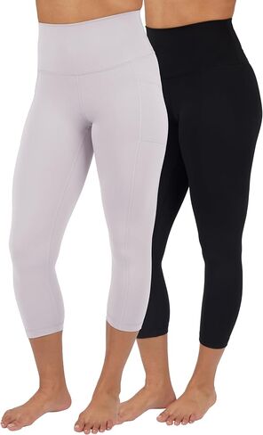 90 Degree By Reflex Womens 2 Pack Interlock Tribeca Elastic Free High Waist Side Pocket Capri and Everyday Capri in Saudi Arabia